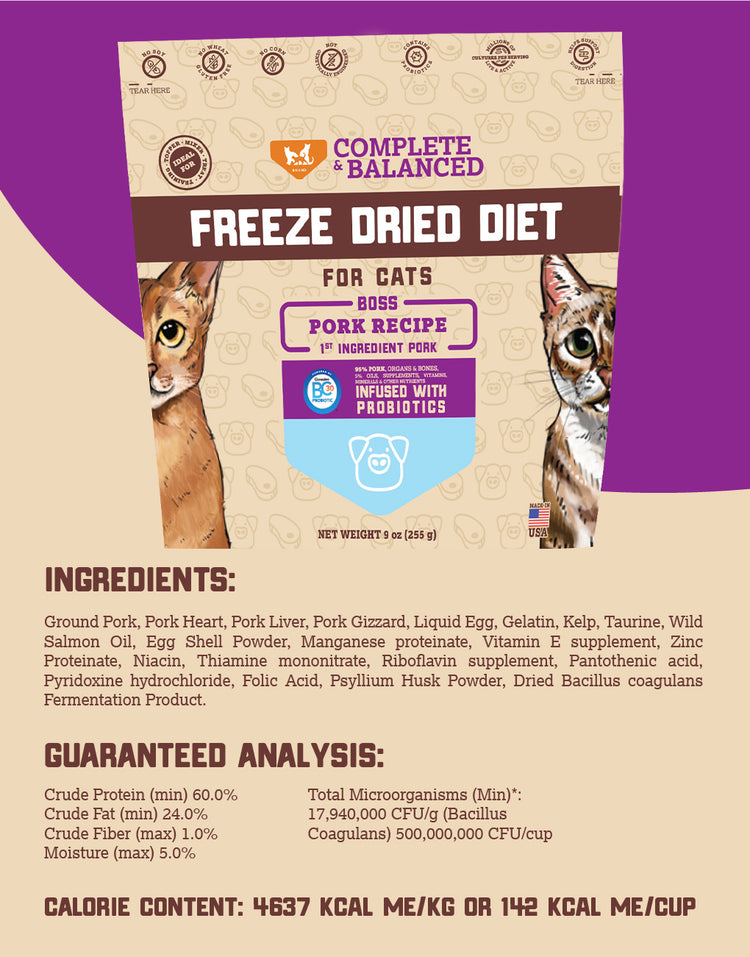 Freeze Dried Cat Food & Topper w/ Probiotics