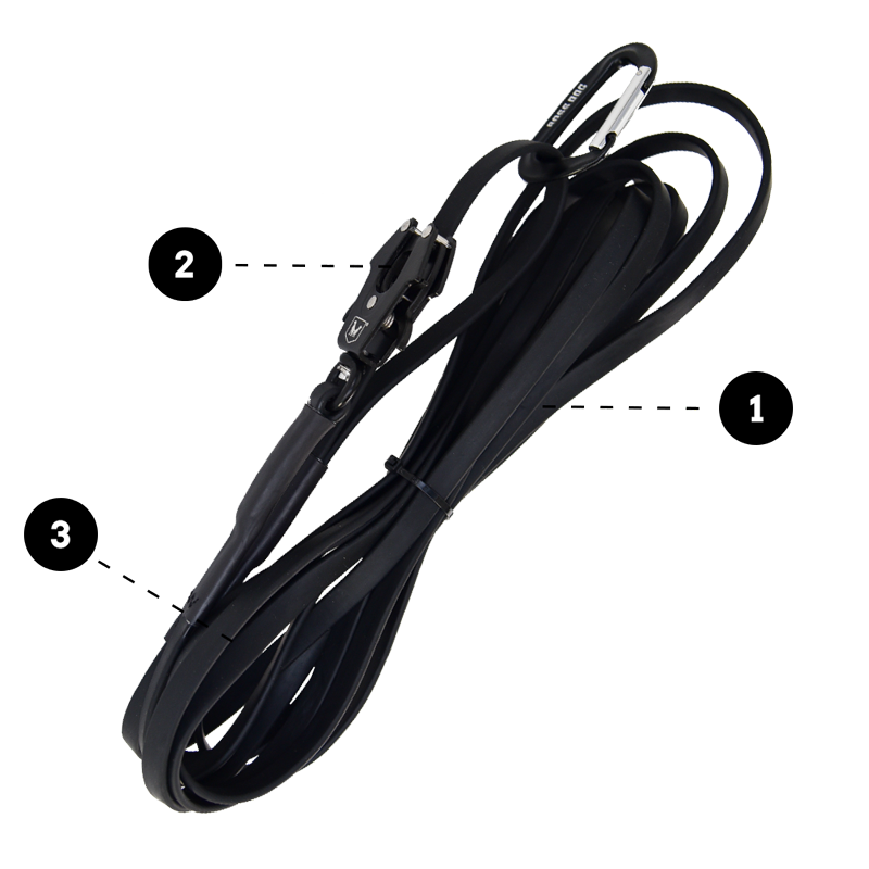 Unbreakable Tracking Leash image with numbered features