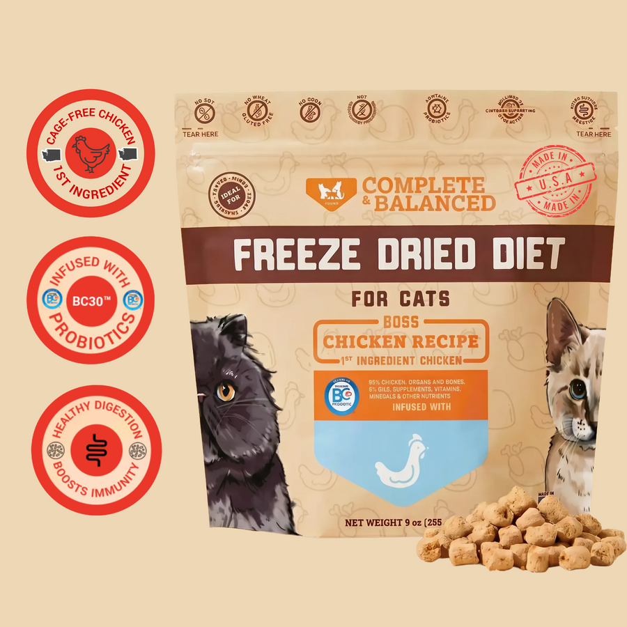 Freeze Dried Cat Food & Topper w/ Probiotics