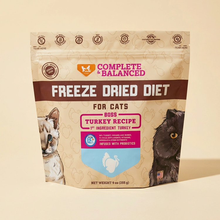 Freeze Dried Cat Food & Topper w/ Probiotics