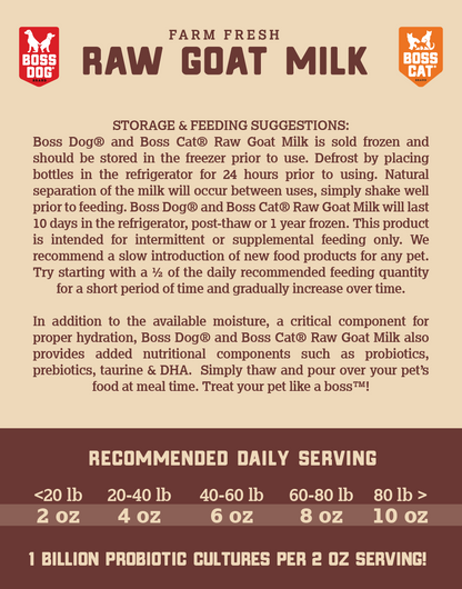 Boss Dog & Boss Cat Raw Goat Milk